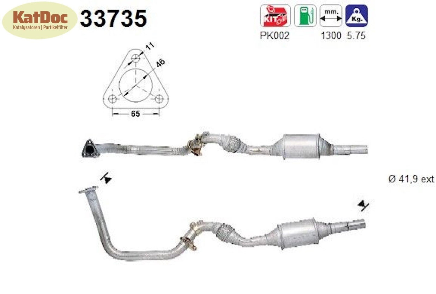 Katalysator für Seat Cordoba/Ibiza/Inca,VW Polo/Caddy, 1.0/1.4, 37/44kW,Euro 1&2 - KatDoc