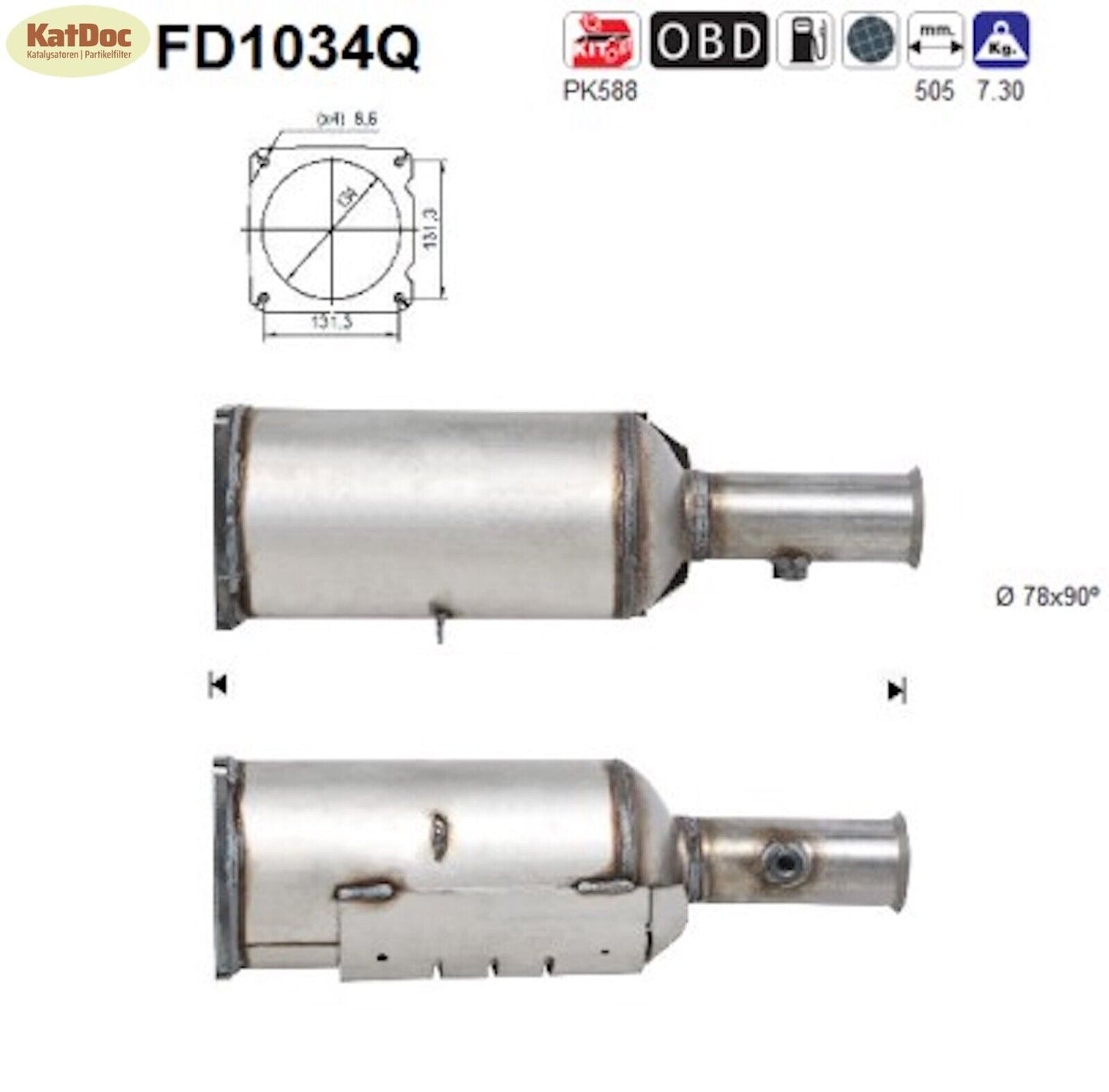 Ruß - Partikelfilter für Peugeot 607, 2.0/2.2 HDi, 80/98/100kW, Silizium, Euro 4 - KatDoc