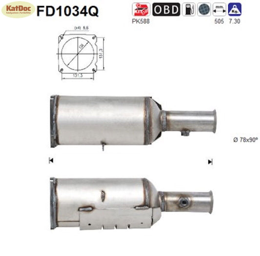 Ruß - Partikelfilter für Peugeot 607, 2.0/2.2 HDi, 80/98/100kW, Silizium, Euro 4 - KatDoc