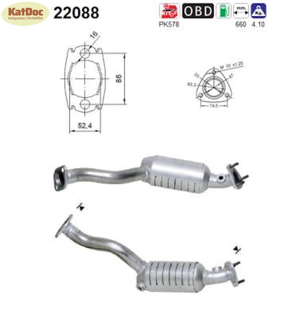 Katalysator für Honda Jazz, 1.2/1.3/1.4, 57/61kW, Euro 4 - KatDoc