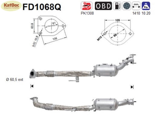 Ruß - Partikelfilter für Nissan Murano 2, 2.5 dCi, 4x4, 140kW, Silizium, Euro 5 - KatDoc