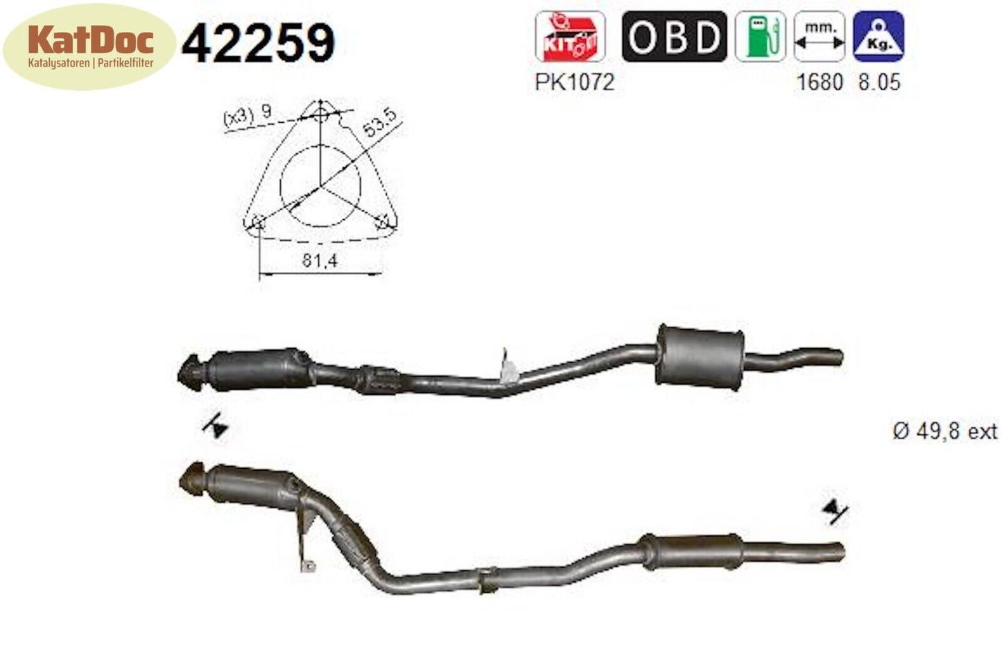 Katalysator für Audi A6 C6, 2.4, quattro, 130kW, links, Euro 4 - KatDoc