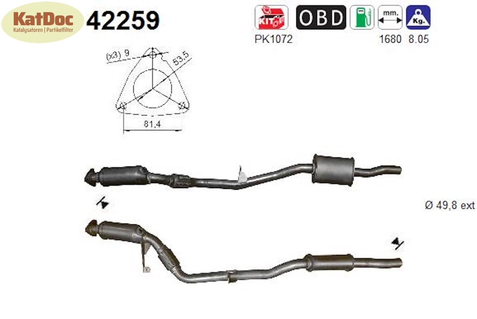 Katalysator für Audi A6 C6, 2.4, quattro, 130kW, links, Euro 4 - KatDoc