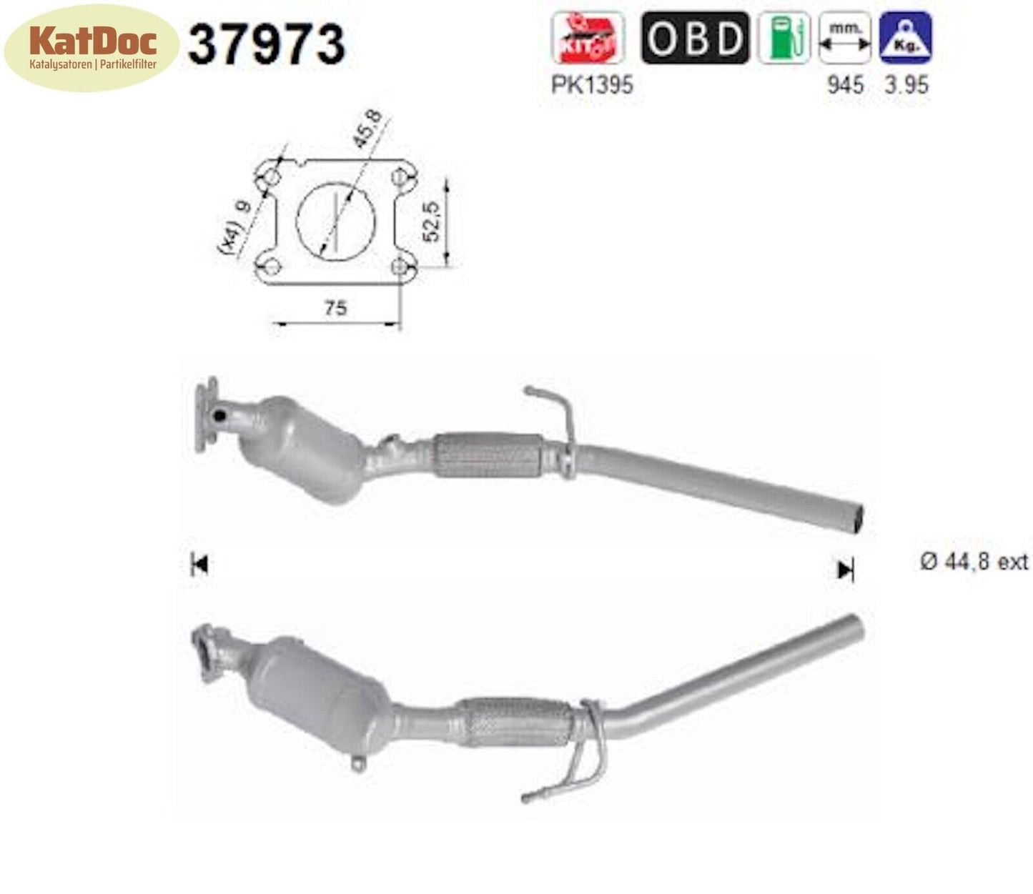 Katalysator für Seat Ibiza 5, VW Polo 6, 1.0, 44/48/55kW, Euro 6 - KatDoc