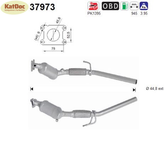 Katalysator für Seat Ibiza 5, VW Polo 6, 1.0, 44/48/55kW, Euro 6 - KatDoc