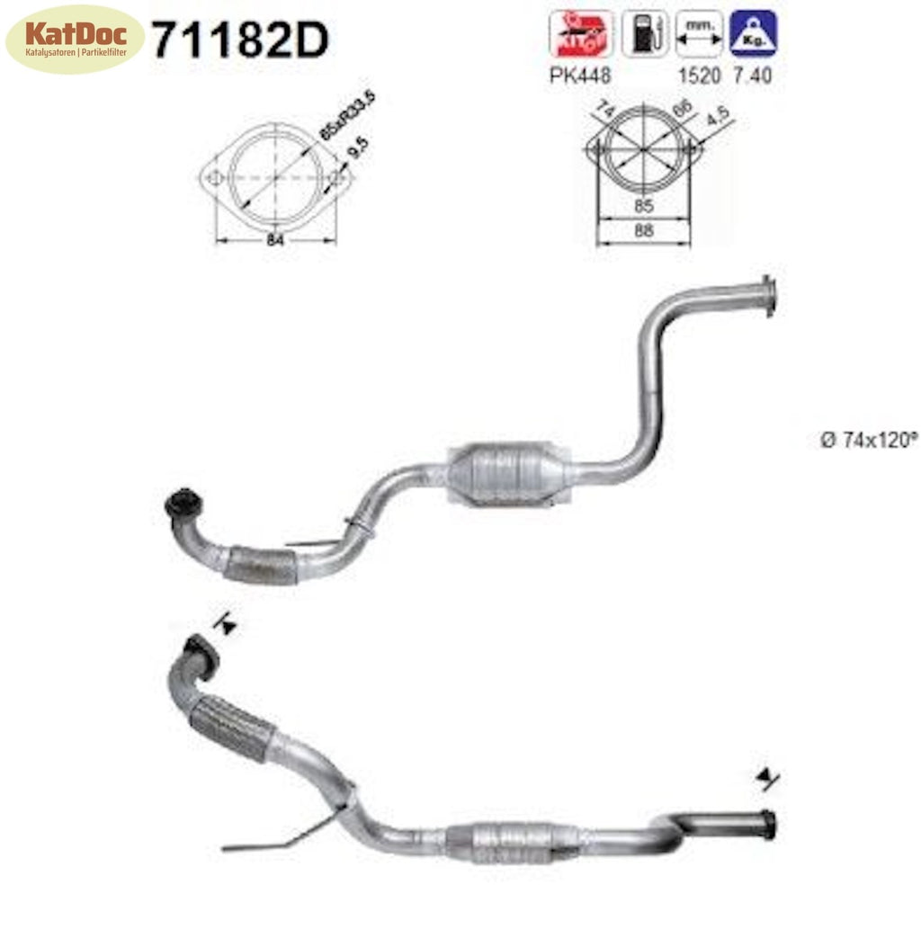 Katalysator für Mercedes V - Klasse V230 TD/110 TD, 2.3, 72kW, Euro 1&2 - KatDoc