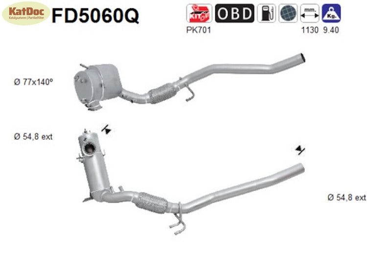 Ruß - Partikelfilter für Audi / Seat / Skoda / VW, Silizium, Euro 5 - KatDoc
