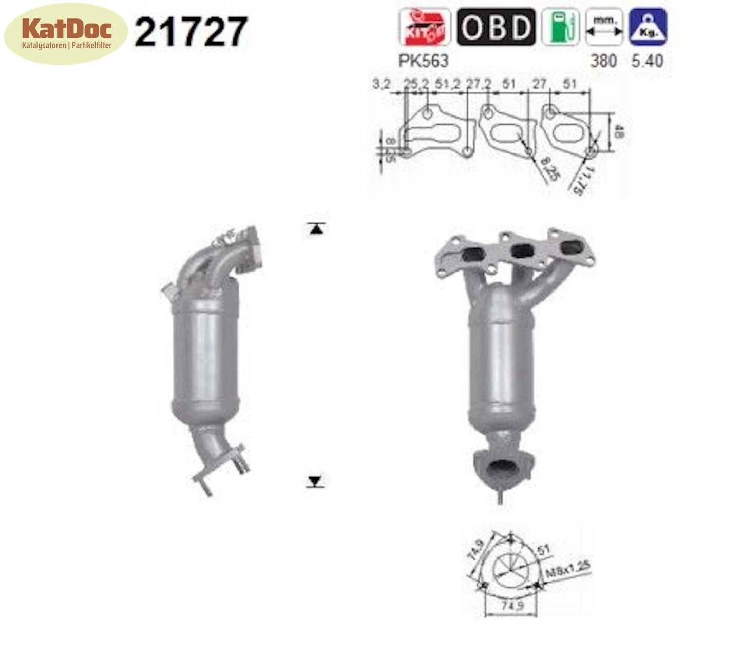 Katalysator für Opel Agila A/Corsa C/D, 1.0, 12V, 43/44kW, Euro 4 - KatDoc