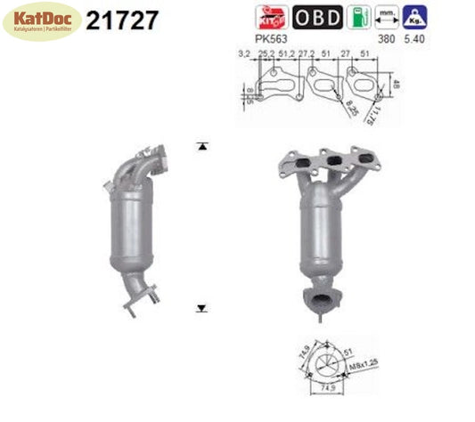 Katalysator für Opel Agila A/Corsa C/D, 1.0, 12V, 43/44kW, Euro 4 - KatDoc