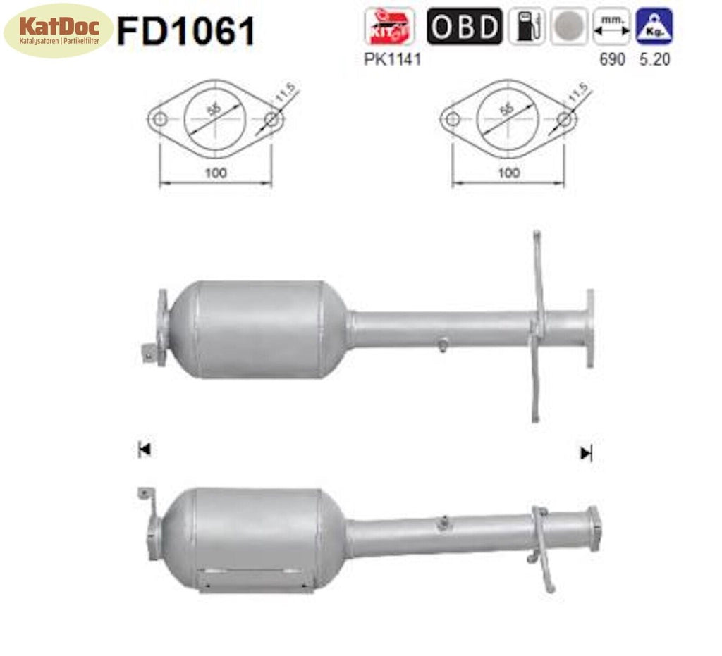 Ruß - Partikelfilter für Ford Tourneo Connect/Transit Connect, 1.8 TDCi, Euro 4 - KatDoc