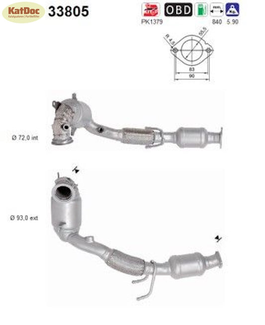 Katalysator für Seat Arona/Ibiza, Skoda Scala/Kamiq, 1.0 TGI, 66kW, Euro 6 - KatDoc