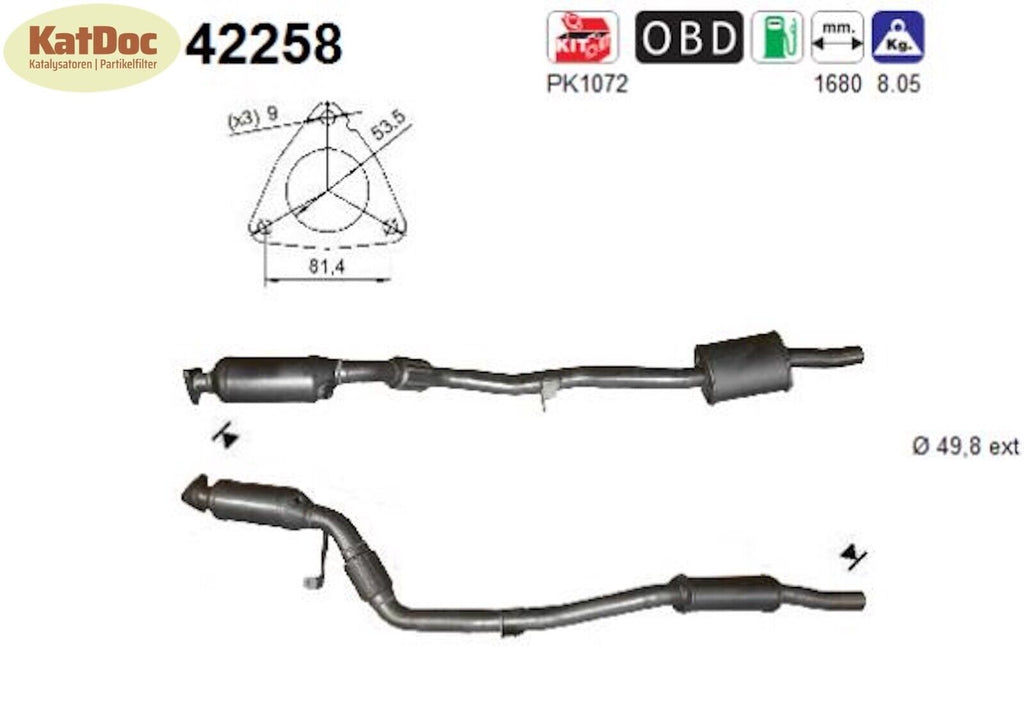 Katalysator Audi A6, 2.4, quattro, 130kW, rechts, Euro 4 - KatDoc