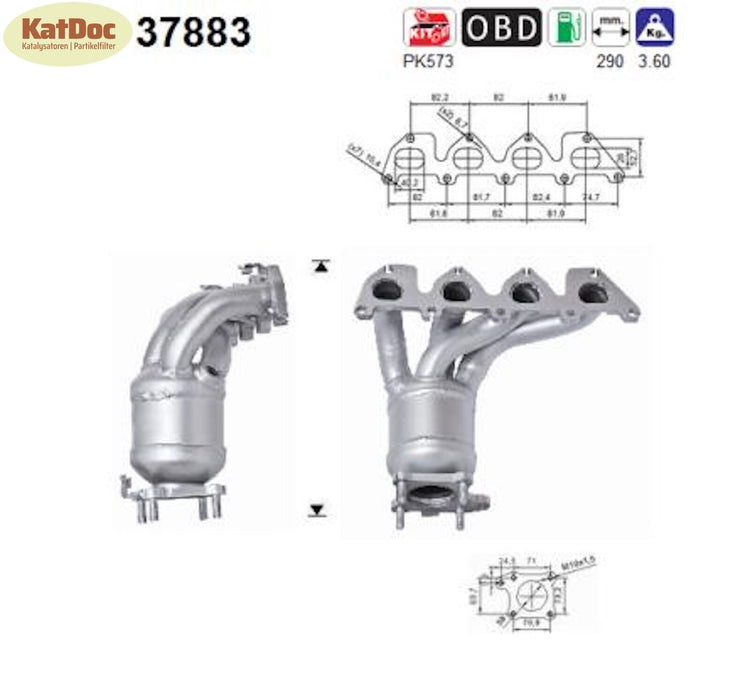 Katalysator Audi, Seat, Skoda, VW, 1.4/1.6, 55/74/77kW, Euro 4 - KatDoc