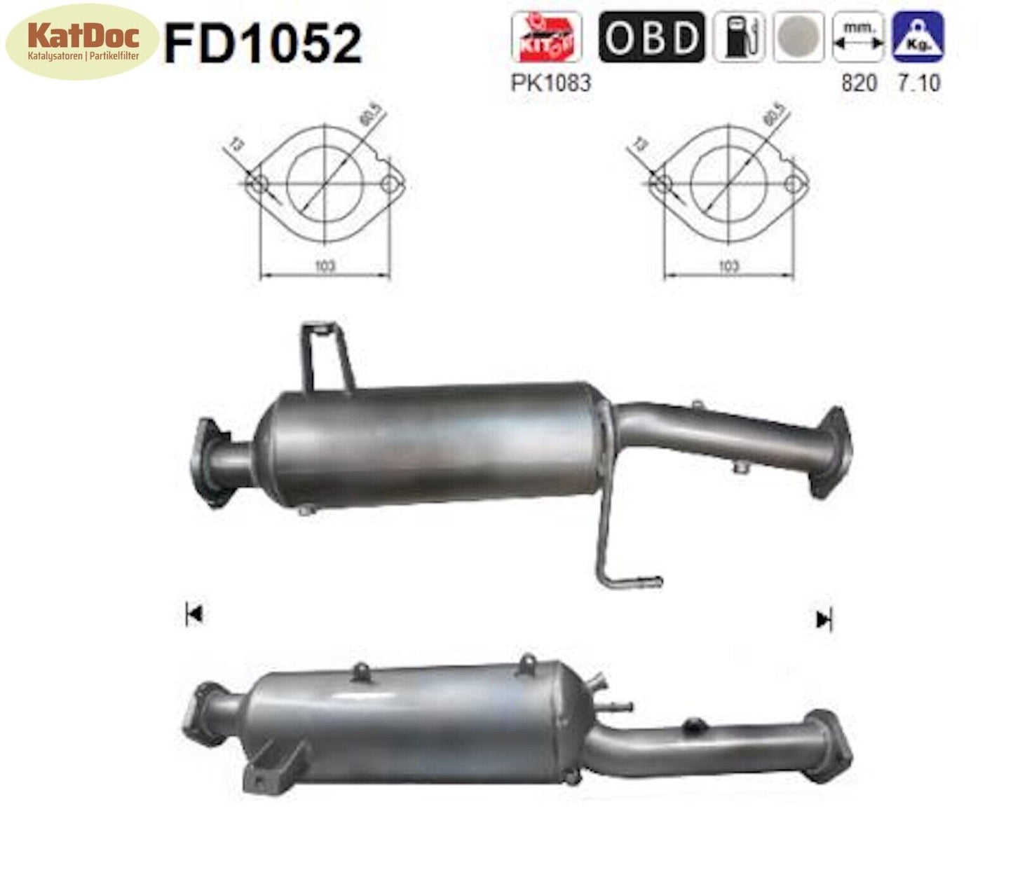 Ruß - Partikelfilter für Mitsubishi Pajero, 3.2 DI - D, 125kW, Euro 4 - KatDoc