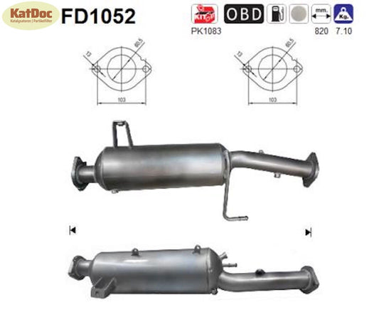 Ruß - Partikelfilter für Mitsubishi Pajero, 3.2 DI - D, 125kW, Euro 4 - KatDoc
