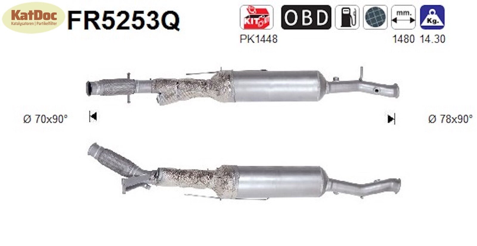 Ruß - Partikelfilter für Peugeot 3008/5008, 2.0 BlueHDi, Silizium, Euro 6 - KatDoc