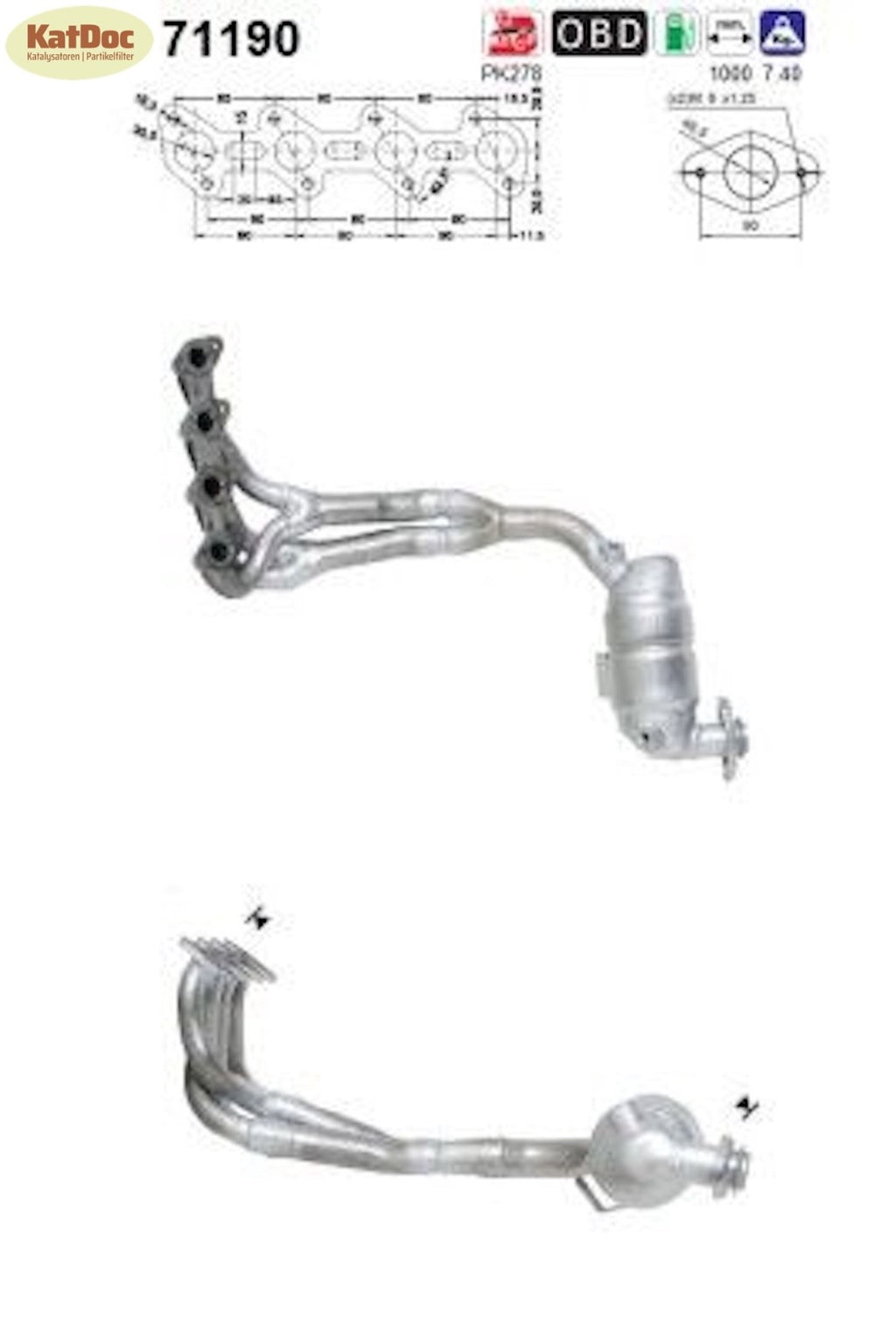 Katalysator für Mercedes A - Klasse (W168), 1.4/1.6/1.9, 60/75/92kW , Euro 3 - KatDoc