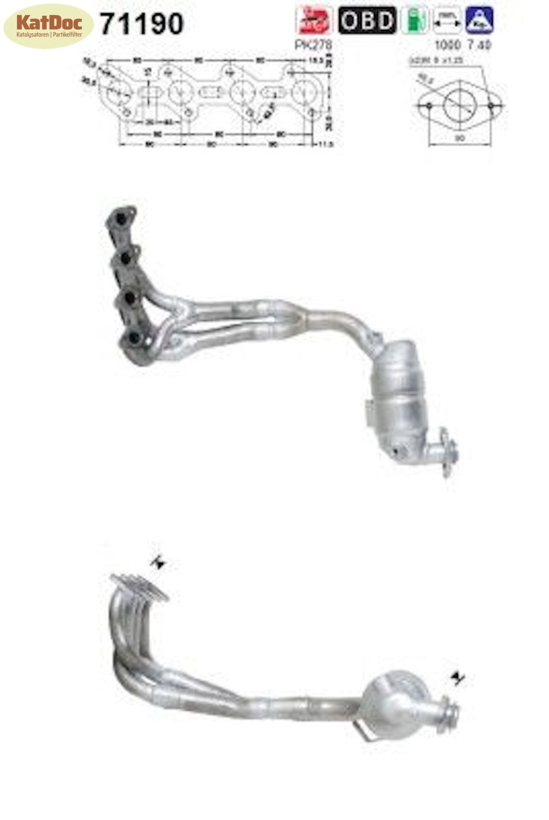 Katalysator für Mercedes A - Klasse (W168), 1.4/1.6/1.9, 60/75/92kW , Euro 3 - KatDoc