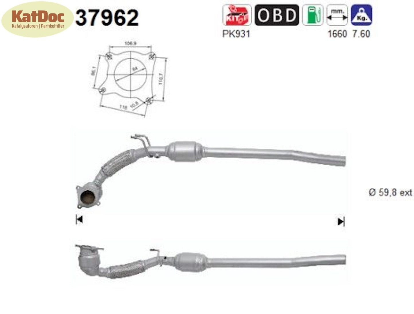 Katalysator Audi A3, VW Scirocco/Jetta/Golf 5/EOS, 1.8/2.0, 118/147kW, Euro 5 - KatDoc