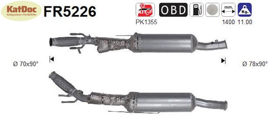 Ruß - Partikelfilter Citroen C4/DS4, DS, Peugeot 3008/5008, 2.0,BlueHDi, Euro 6 - KatDoc