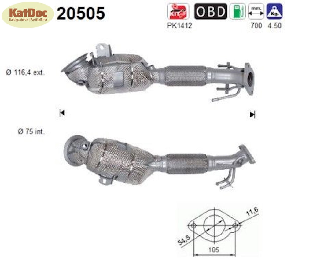 Katalysator für Ford C - Max/Grand C - Max, 1.0 EcoBoost, 74/92kW, Euro 6 - KatDoc