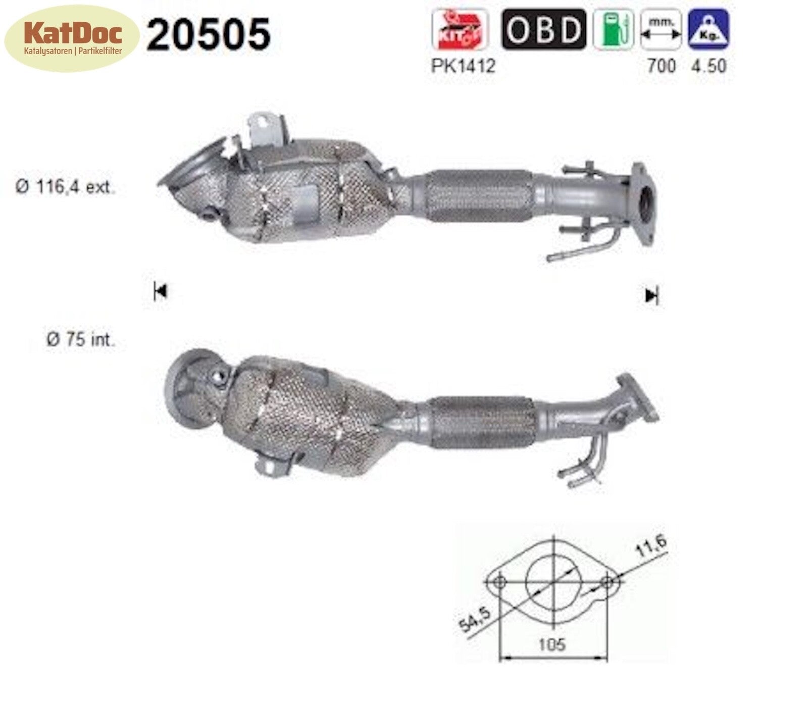 Katalysator für Ford C - Max/Grand C - Max, 1.0 EcoBoost, 74/92kW, Euro 6 - KatDoc