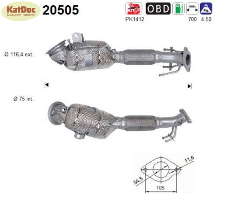 Katalysator für Ford C - Max/Grand C - Max, 1.0 EcoBoost, 74/92kW, Euro 6 - KatDoc