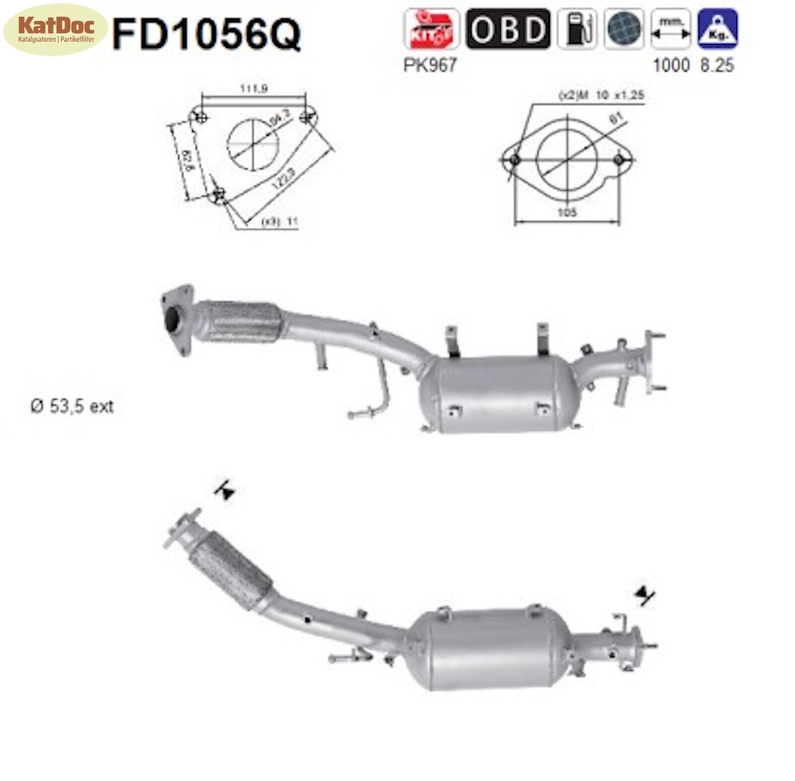 Ruß - Partikelfilter für Nissan X - Trail 2,2.0,4x4,dCi,110/127kW,Silizium, Euro 4 - KatDoc