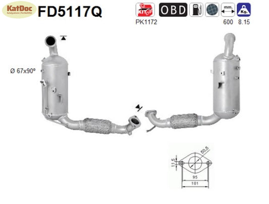 Ruß - Partikelfilter für Ford Fiesta 6, 1.6 TDCi, 55/70kW, Silizium, Euro 5 - KatDoc