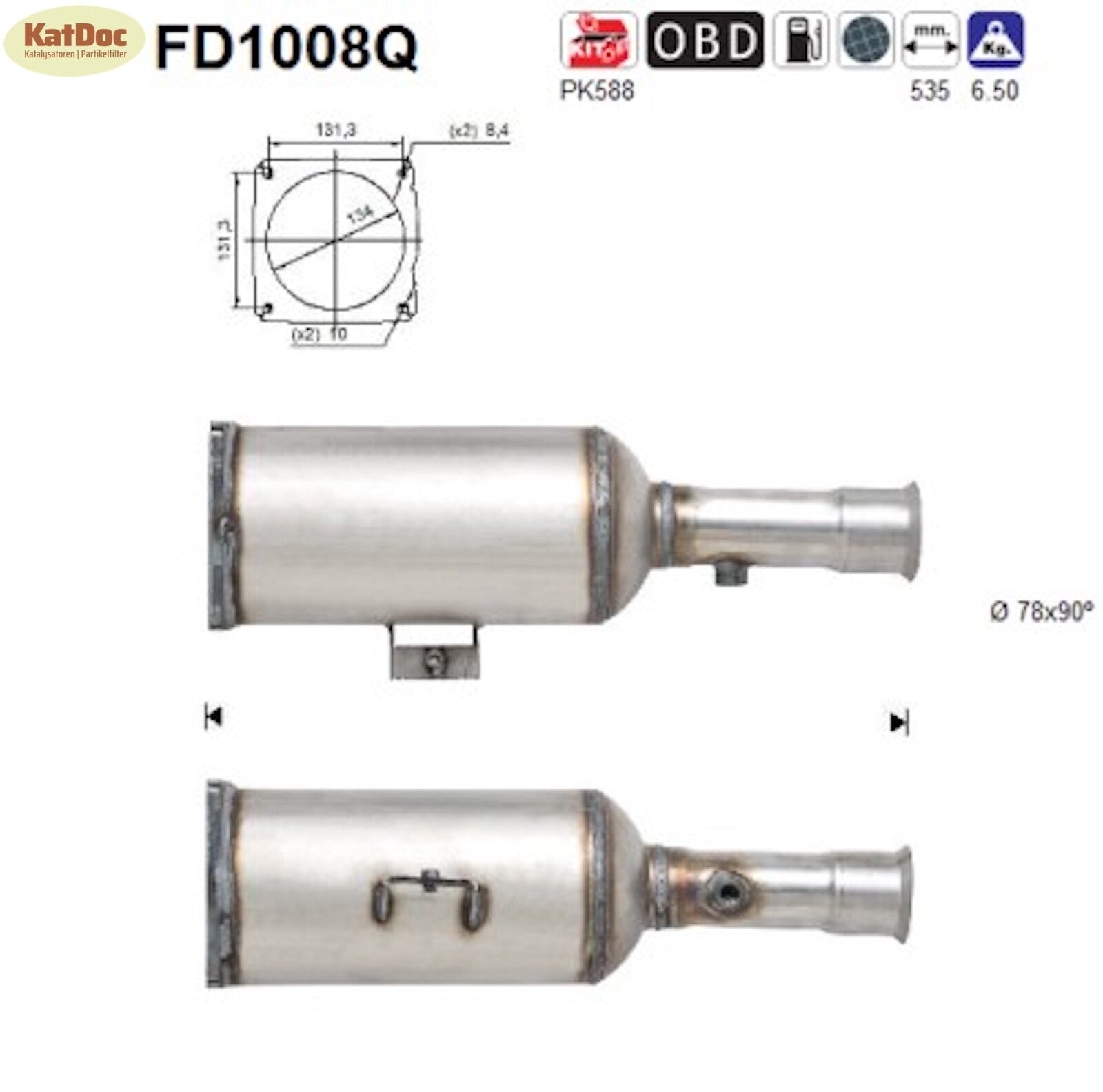 Ruß - PartikelfilterCitroenC8,FiatUlysse,LanciaPhedra,Peugeot807,Silizium,Euro 4 - KatDoc