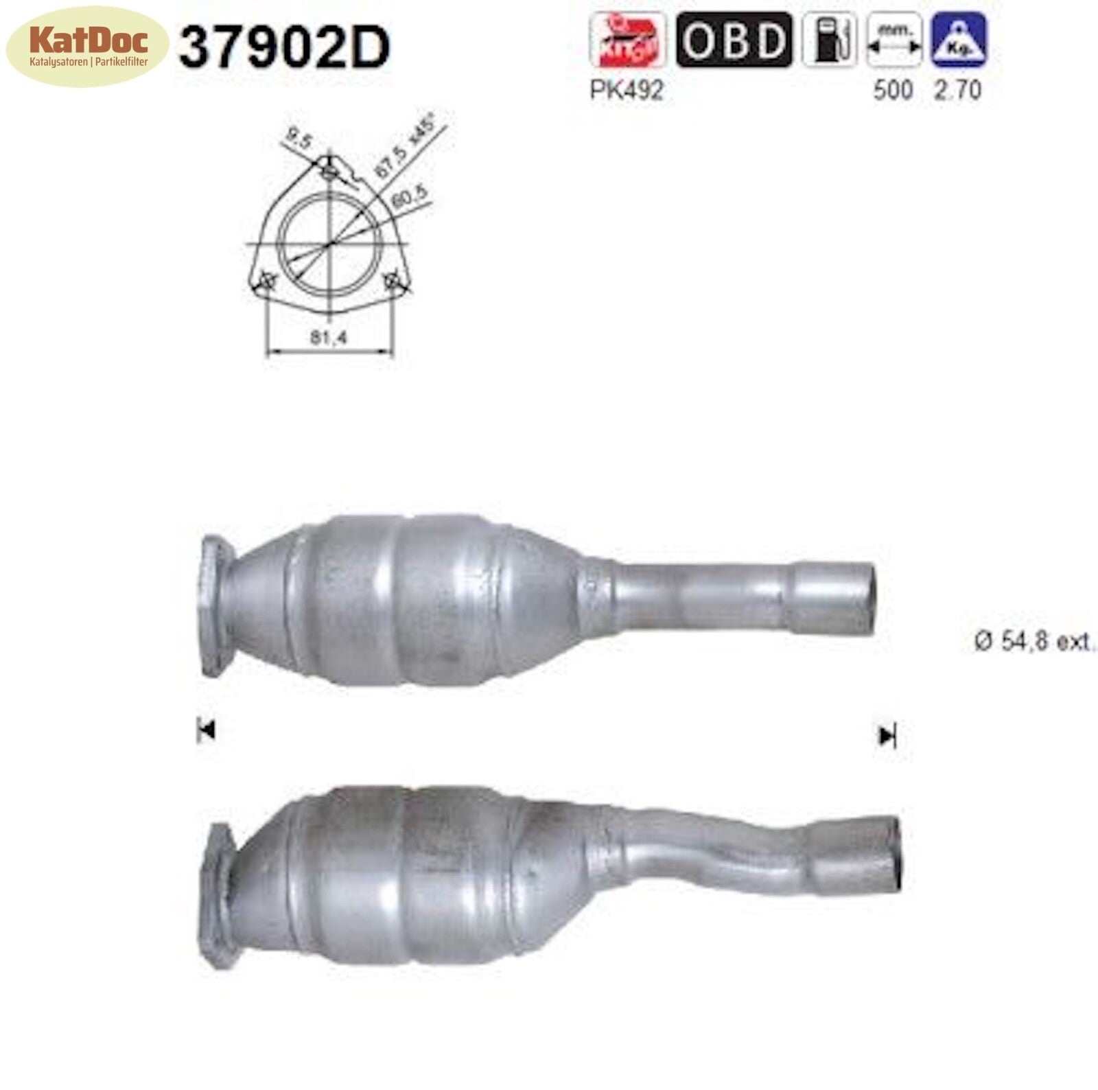 Katalysator für Ford Galaxy, Seat Alhambra, VW Sharan, 1.9 TDI, 96kW, Euro 3 - KatDoc