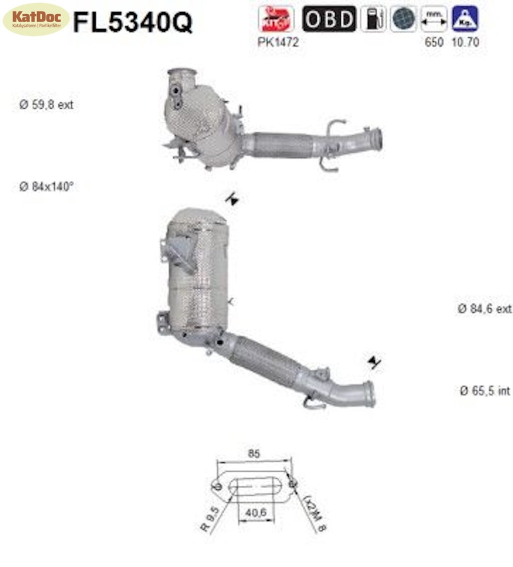 Ruß - Partikelfilter BMW 2er,216d/X1/X2,MINI Countryman,Silizium,1.5,85kW,Euro 6 - KatDoc