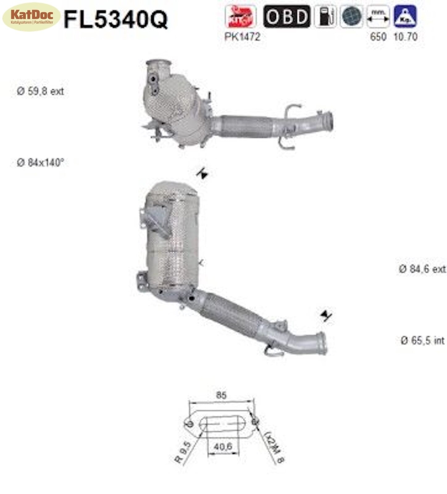 Ruß - Partikelfilter BMW 2er,216d/X1/X2,MINI Countryman,Silizium,1.5,85kW,Euro 6 - KatDoc