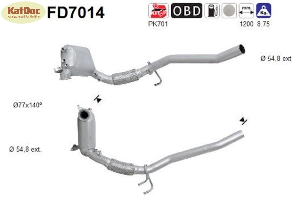Ruß - Partikelfilter für Audi, Seat, Skoda, VW, 1.9/2.0 TDI, Euro 4 - KatDoc