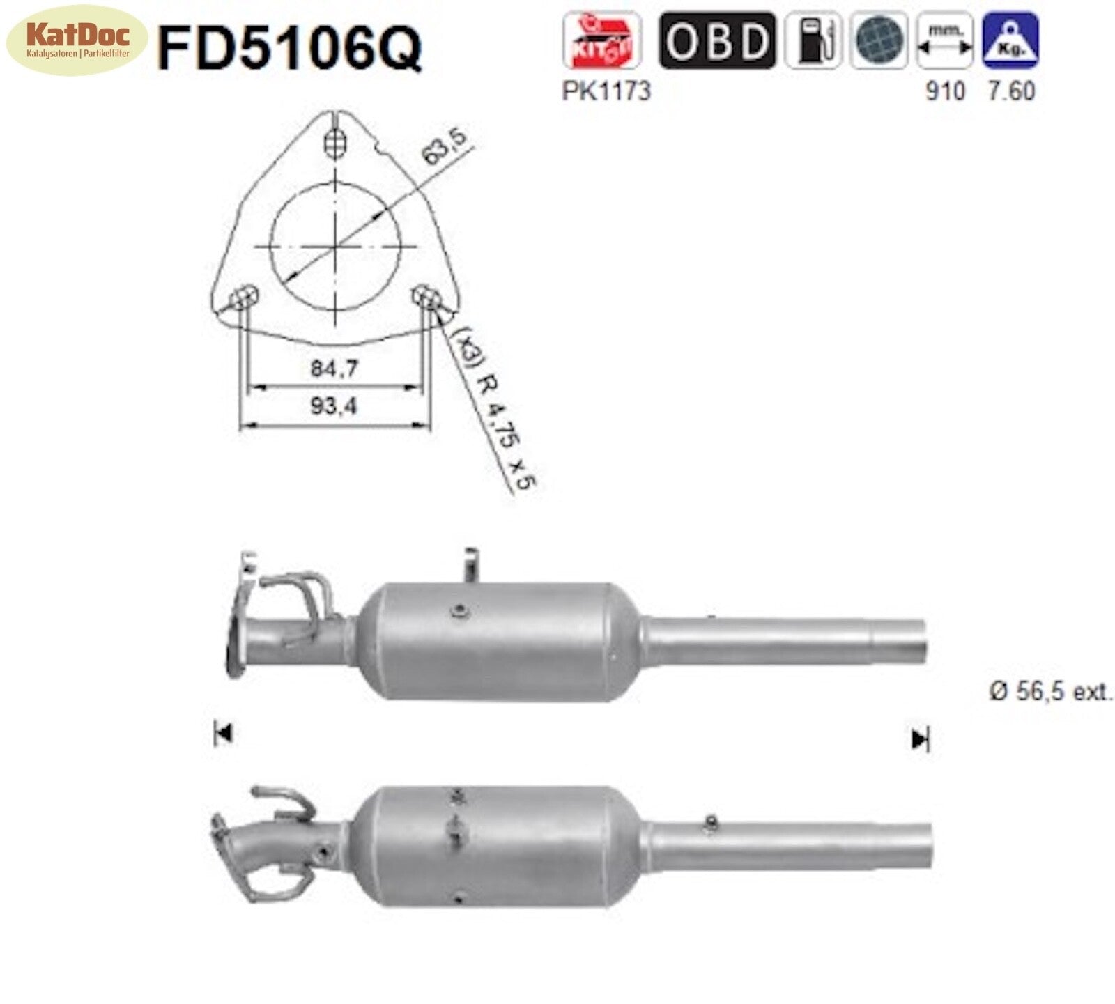 Ruß - Partikelfilter Citroen Jumper 2,Peugeot Boxer,2.2 HDi, Silizium, Euro 5 - KatDoc