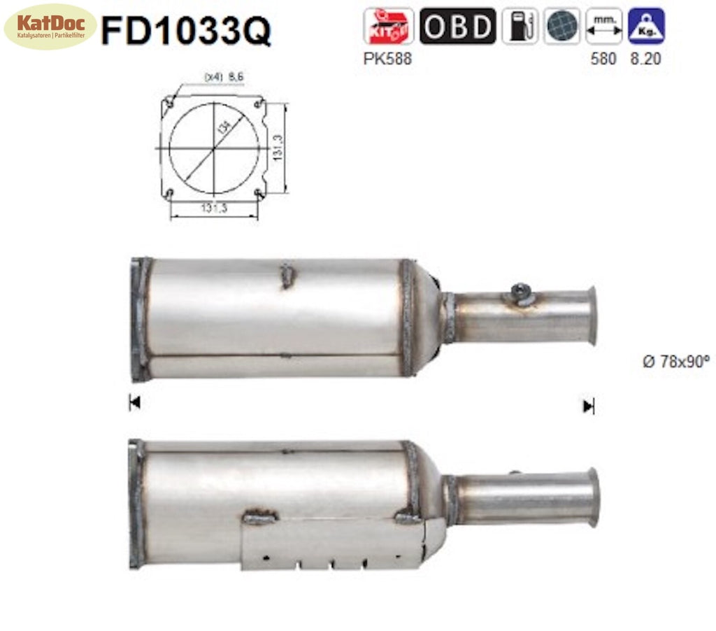 Ruß - Partikelfilter für Peugeot 607,2.2/2.7 24V,HDi, 125/150kW,Silizium, Euro 4 - KatDoc