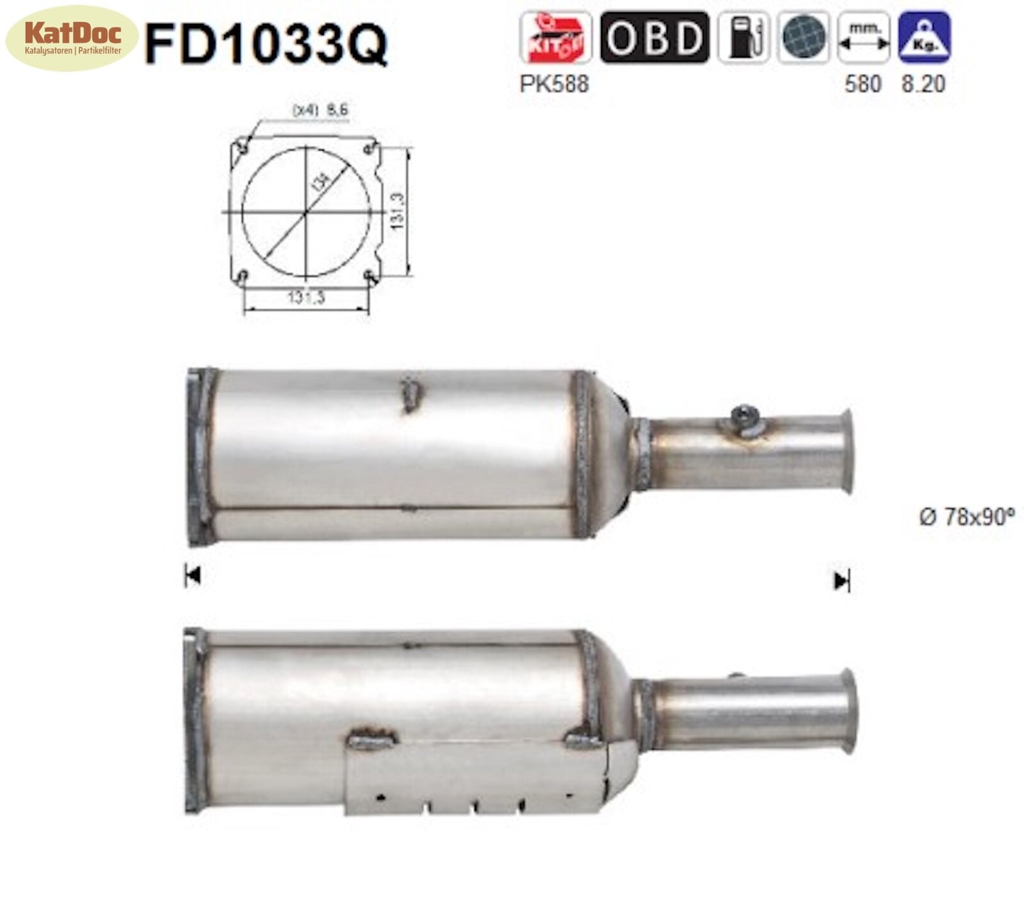 Ruß - Partikelfilter für Peugeot 607,2.2/2.7 24V,HDi, 125/150kW,Silizium, Euro 4 - KatDoc