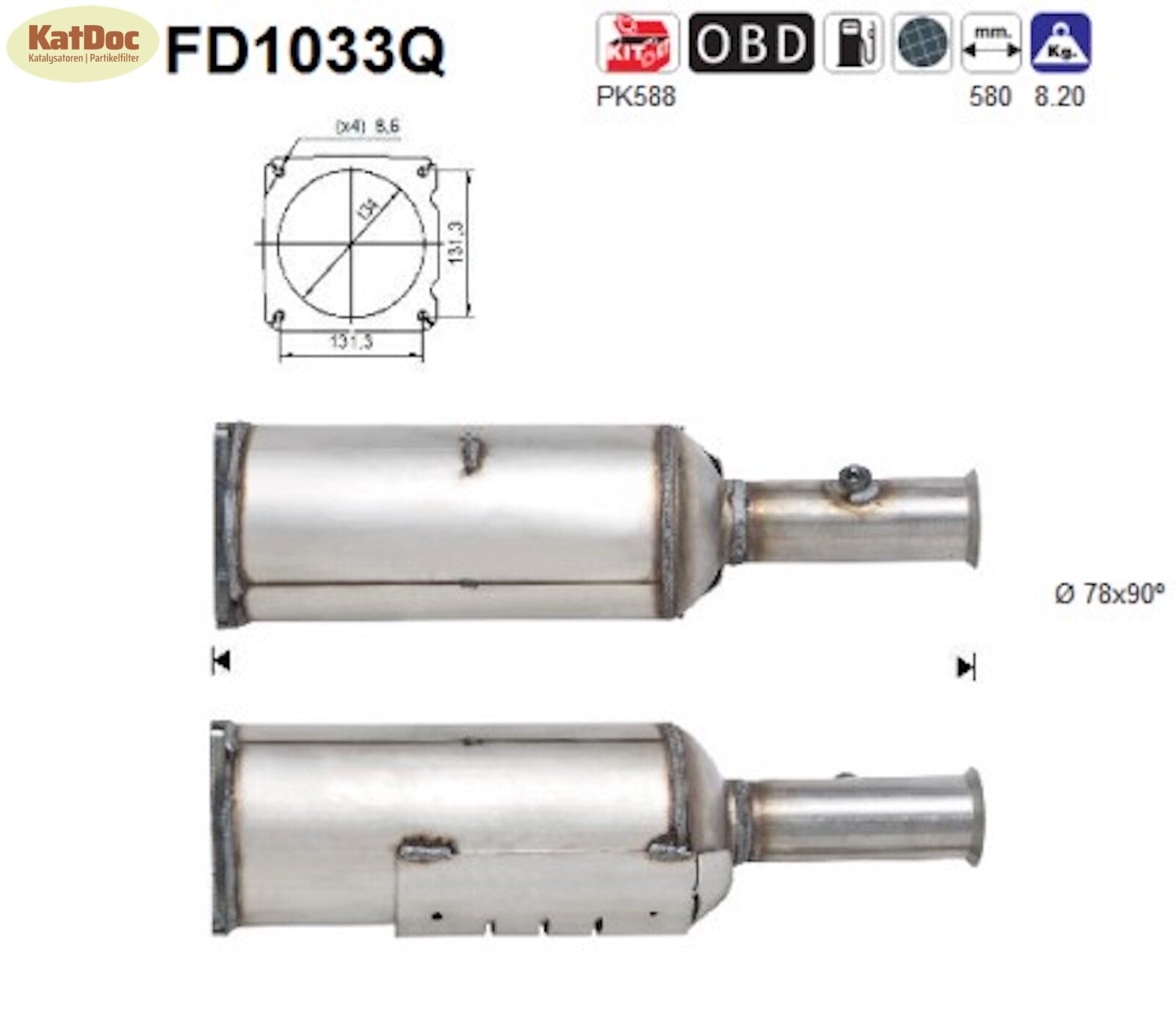 Ruß - Partikelfilter für Peugeot 607,2.2/2.7 24V,HDi, 125/150kW,Silizium, Euro 4 - KatDoc