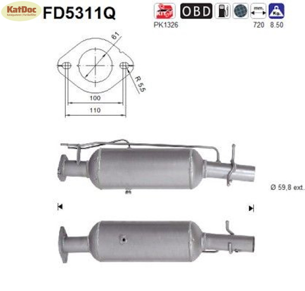 Ruß - Partikelfilter für Ford Transit, 2.4/3.2 TDCi, Silizium, Euro 5 - KatDoc