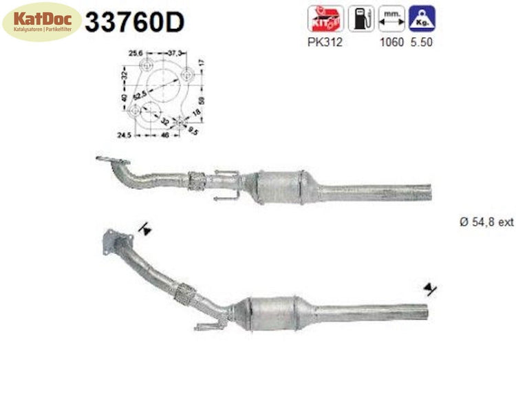 Katalysator für Audi A3, Seat Toledo, Skoda Octavia, VW Golf 4/Bora,1.9,Euro 1&2 - KatDoc