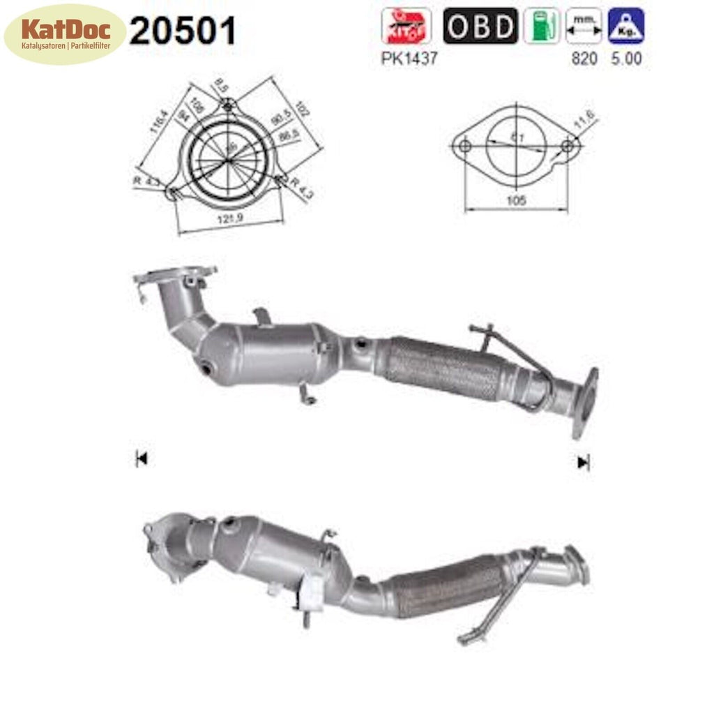 Katalysator für Ford Kuga, 1.5/1.6, EcoBoost, 4x4, Euro 6 - KatDoc
