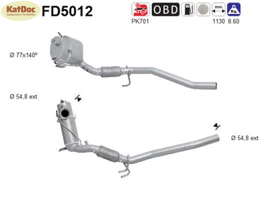 Ruß - Partikelfilter VW Passat B6, 2.0 TDI, 81/100/103kW, Euro 5 - KatDoc