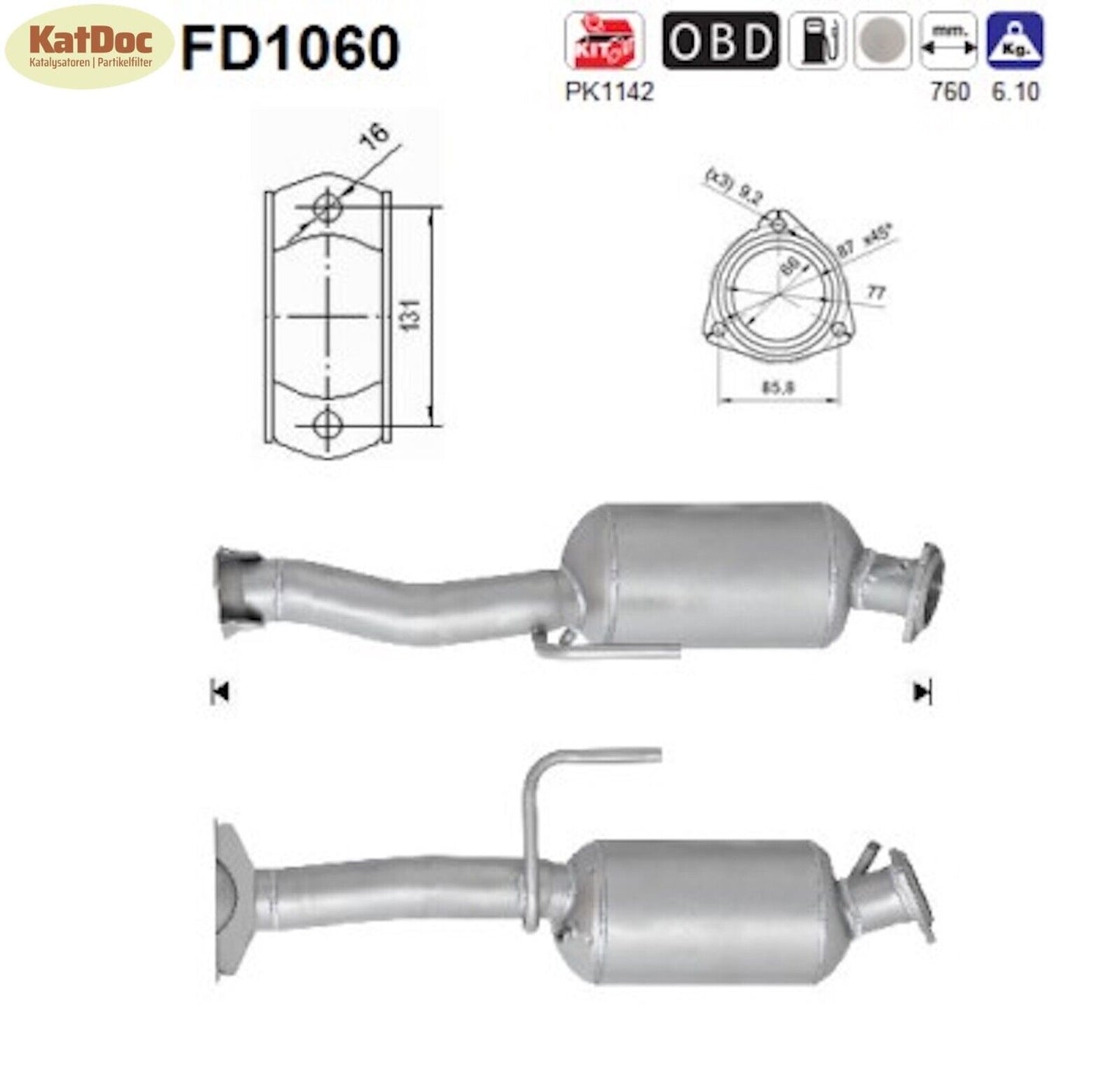 Ruß - Partikelfilter für Jeep Commander/Grand Cherokee, 2.7/3.0, Euro 4 - KatDoc