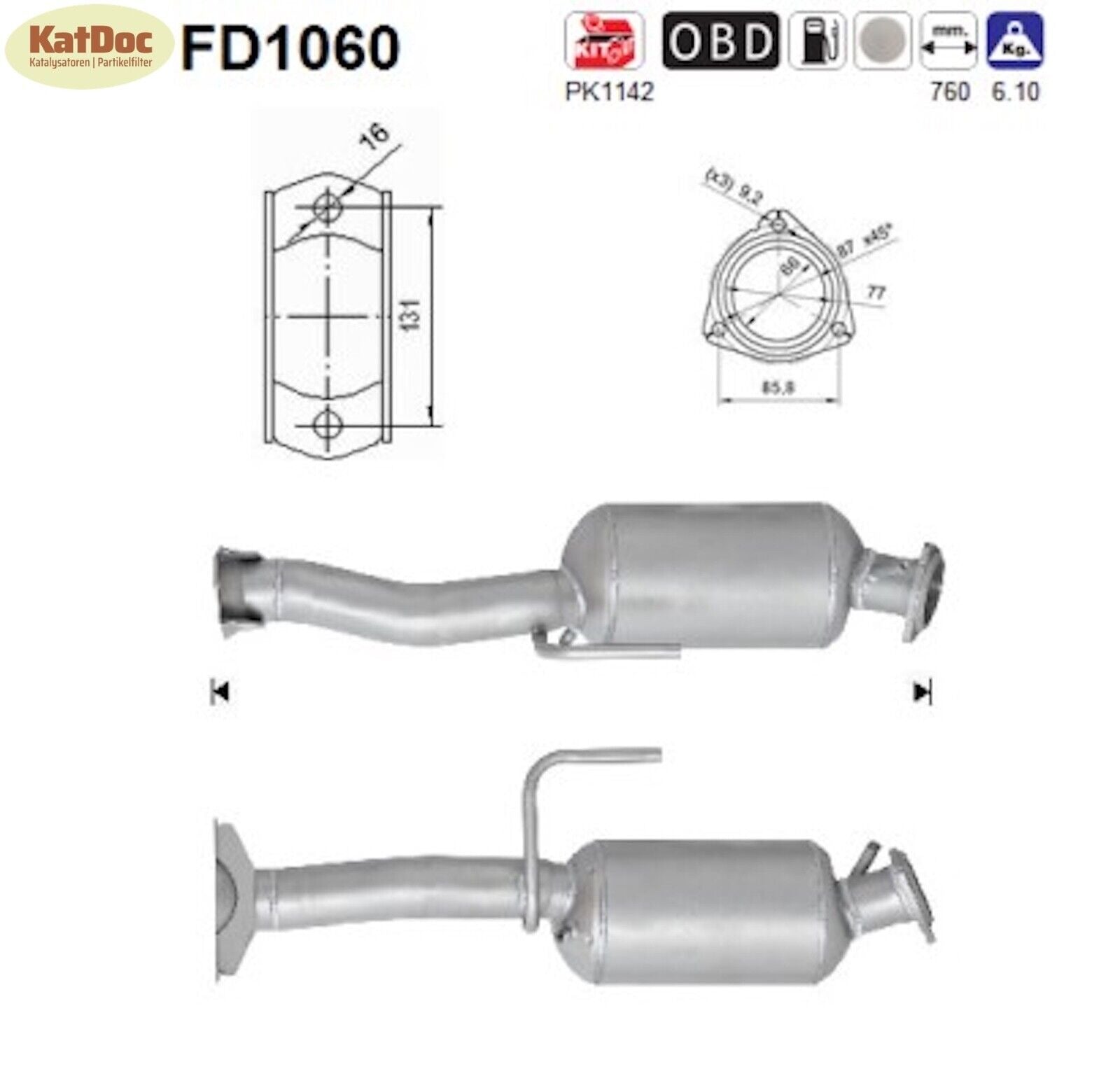 Ruß - Partikelfilter für Jeep Commander/Grand Cherokee, 2.7/3.0, Euro 4 - KatDoc