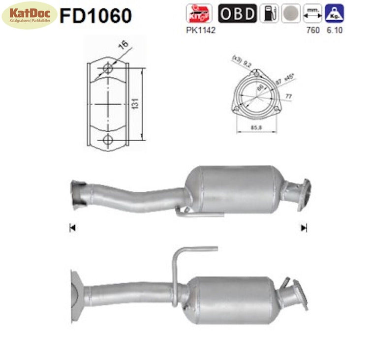 Ruß - Partikelfilter für Jeep Commander/Grand Cherokee, 2.7/3.0, Euro 4 - KatDoc