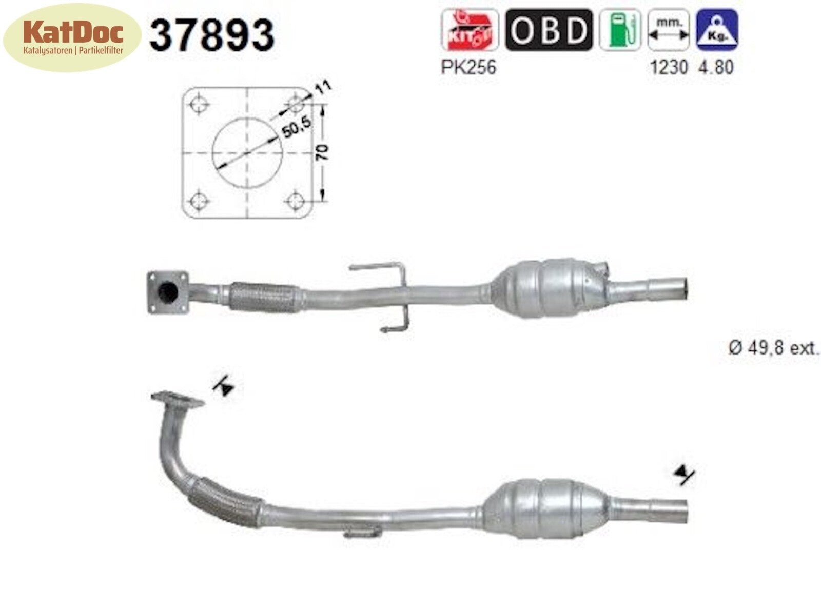 Katalysator für Seat Arosa, VW Polo/Lupo, 1.4, 55/74kW, Euro 3 - KatDoc