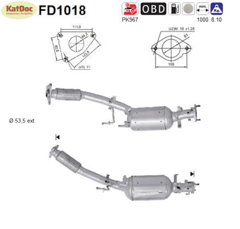Ruß - Partikelfilter für Nissan Qashqai 1/Qashqai+2,Renault Koleos,2.0dCi,Euro 4 - KatDoc