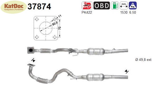 Katalysator für Seat Leon/Toledo, VW Bora/Golf 4, 1.6, 16V, 77kW, Euro 4 - KatDoc