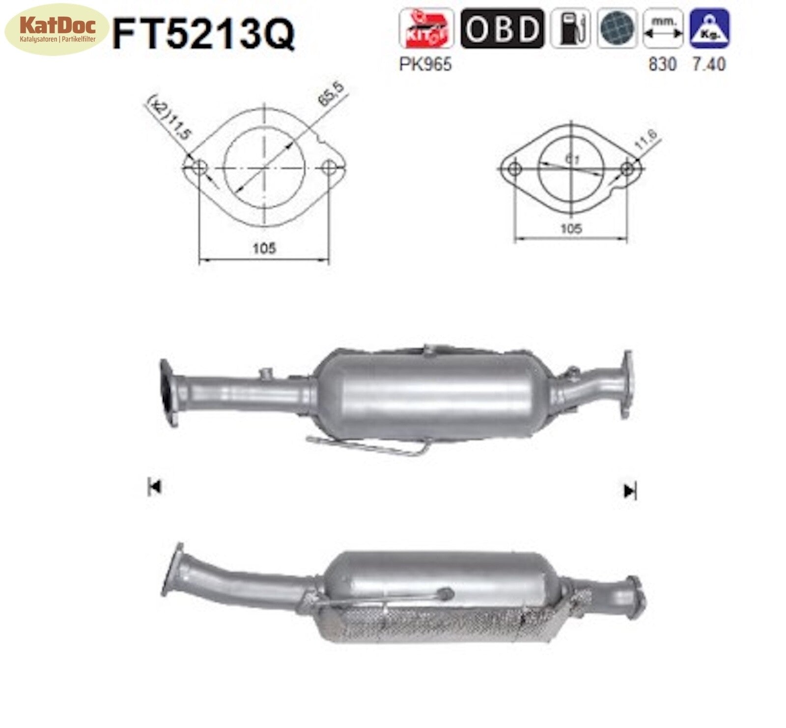 Ruß - Partikelfilter für Ford Kuga, 2.0 TDCi, 4x4, Silizium, Euro 6 - KatDoc