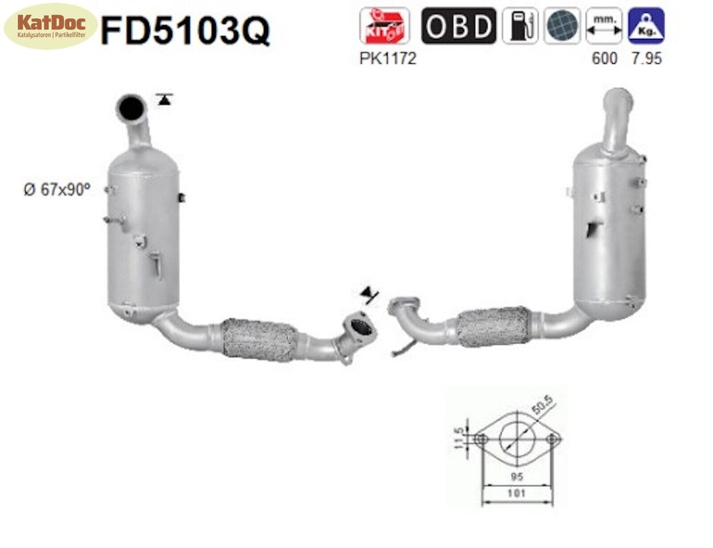 Ruß - Partikelfilter Ford B - Max/Eco Sport/Fiesta/Tourneo/Transit,Silizium,Euro 5 - KatDoc
